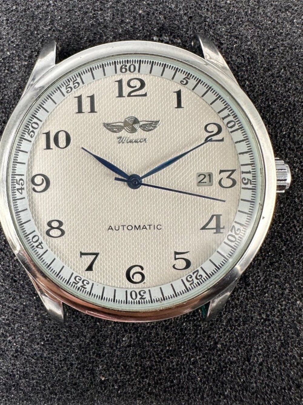 Winner Automatic Watch Silver Tone Mens 41mm Case No Band